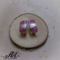  Сребърни обеци с цветен емайл "Цвете"- E-1221